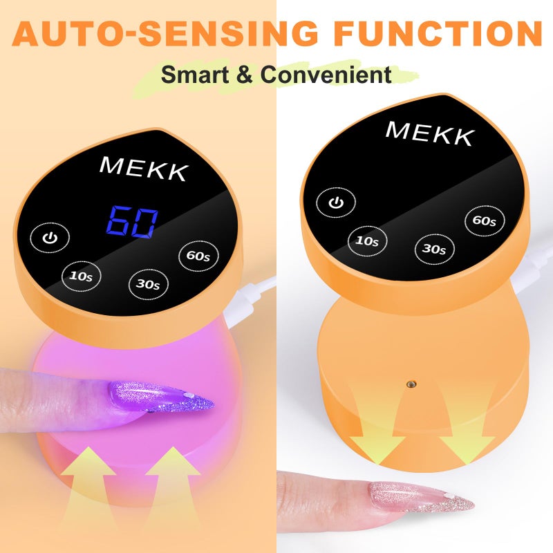 MEKK Mini UV Light for Nails,Peach-Shaped Mini LED Nail Lamp with Auto-Sensor,8 Beads,4 Timer,Professional Single Finger UV Light for Gel Nails Small Gel Nail Lights for Salon & Home DIY Use-Orange - Image 3